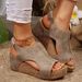 Summer Women's Wide Width Gladiator Sandals - Vintage Platform Wedge Peep-Toe Slides With Comfort Arch Support_vogvips.com