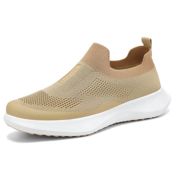 Men's Slip-On Walking Shoes Lightweight Breathable Knit Loafers Comfortable Casual Work Shoes For Men_vogvips.com