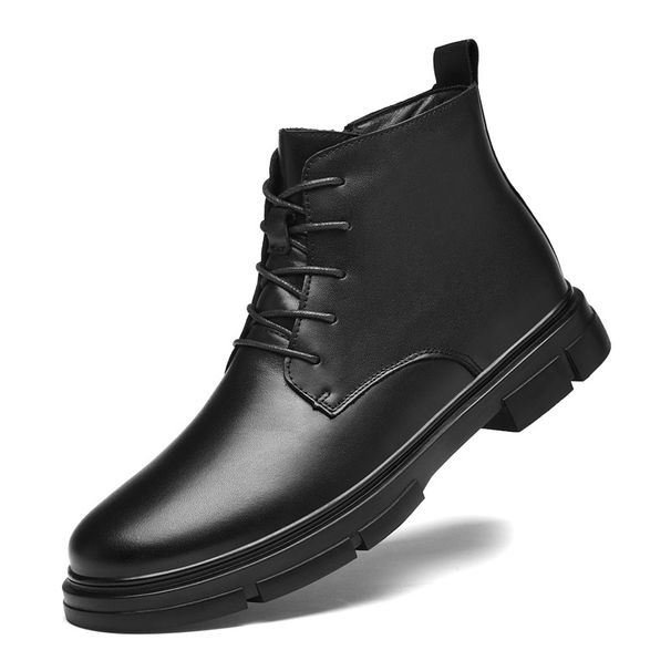 Men's Martin Boots Outdoor Casual Leather Boots High-top Large-size Thermal Cotton Boots Top Layer Non-slip_vogvips.com
