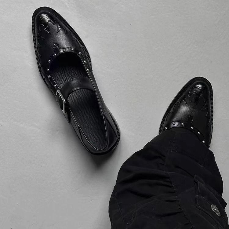 Small Niche Design With Round Toe And Shallow Mouth, Mary Jane Single Shoe, 2025 Summer New Punk Style Dark Small_vogvips.com