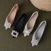pointed Single Shoes Women's Flat Bottom Shallow Mouth Beanie Shoes Rhinestone Soft Sole Large Size Women's Shoes_vogvips.com