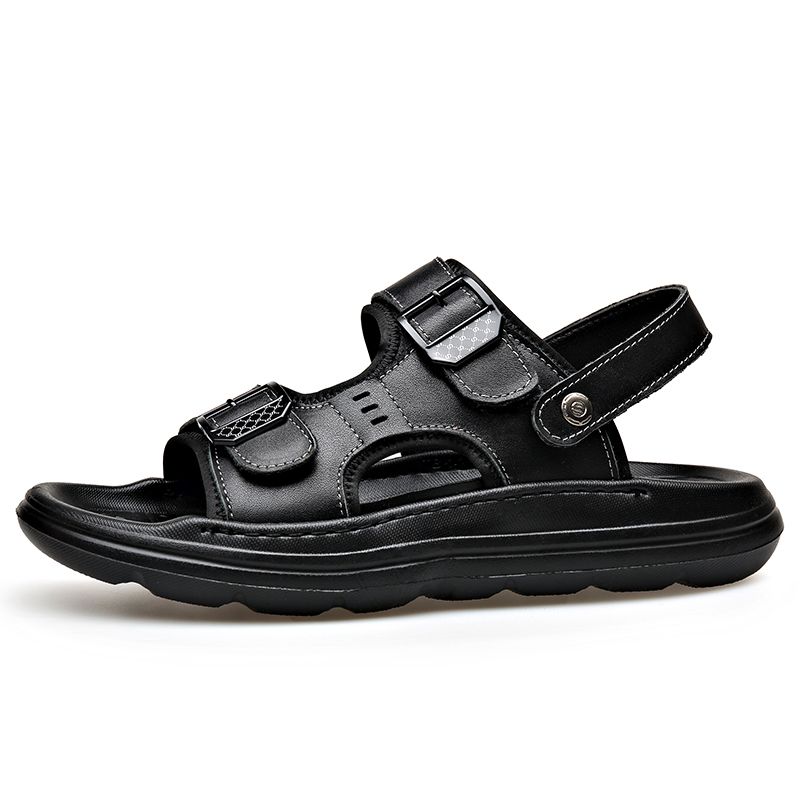 Summer Man Sandals Dual-Purpose Leather Mens Slippers Casual Outdoor Slides Beach Shoes Quick Dry Man Half Drag Flip_vogvips.com