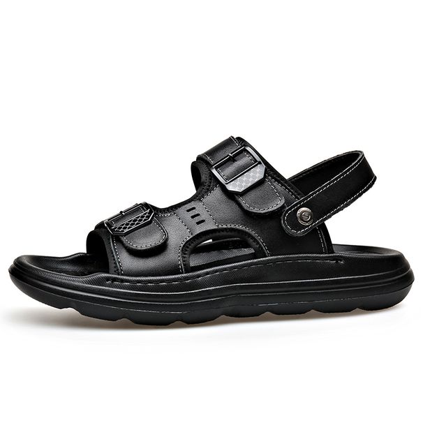 Summer Man Sandals Dual-Purpose Leather Mens Slippers Casual Outdoor Slides Beach Shoes Quick Dry Man Half Drag Flip_vogvips.com