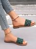 2024 Summer New Women's Large Size Color Block Round Toe Casual Beach Sandals_vogvips.com