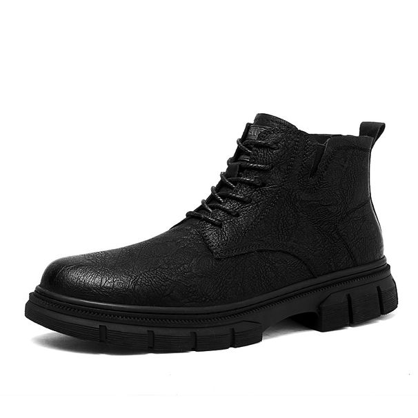 Thick-soled High-top Retro Martin Boots Waterproof Short Boots Outdoor Tooling Boots Heightening Men's Shoes_vogvips.com