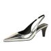 2A06 Style Minimalist High Heels, Shallow Mouth, Small Square Toe, Metallic Women's Shoes With Hollowed Out Strap And_vogvips.com