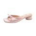 French Style Gentle Fairy One-Strap Sandals For Women Summer Outdoor New Bowknot Chunky High Heel Slippers_vogvips.com