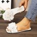Floral-decorated Flat Sandals Available In Multiple Colors, Fashionable One-strap Sandals, Versatile For Beach And_vogvips.com