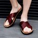 New Arrivals Italian Leather Slippers For Men Summer Hotel Beach High Quality Slip On Light Flats Male Flip Flops Big_vogvips.com