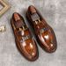 Glide Men's Business Casual British Style Cowhide Sole Loafers With Open Edge And Shiny Leather Slip-On Shoes_vogvips.com