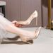 Womens Pointed Toe Satin Stiletto Heels - Crystal Embellished Wedding Bridal Shoes_vogvips.com