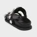 Women's Black Rhinestone Embellished Flat Sandals Fashionable Casual Slippers with Thick Sole And Racerback Design Summer Arrival_vogvips.com