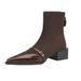 Autumn Paris ~ Old Money Style French Chunky Heel Pointed Toe Women's Retro Cowhide Patchwork Fashionable Short Boots_vogvips.com