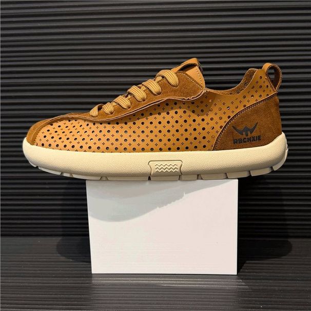 Trendy Men's For Spring And Summer, Breathable Perforated Soft-Soled German Training Shoes, Versatile, Retro, Light_vogvips.com