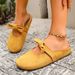 2025 New Bowknot Closed-Toe Mules For Women, Flat Sole, Gentle Style, Slip-On, Comfortable Soft Sole Slippers_vogvips.com