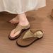 Women's Leopard Print Metallic Thong Slippers Retro Thick Sole Wedge Heel Flip Flops Spring Summer 2026_vogvips.com