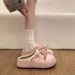 French-style Sweet Bow-tie Closed-toe Slippers For Women, 2026 Spring-summer New Thick-soled Slip-on Shoes_vogvips.com