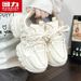 Huili WBX-468M Thick-Soled Dad Shoes For Women 2025 New Model With Fleece Lining, Leather Upper, Versatile Casual Sneakers_vogvips.com