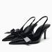 new Women S Beige Bow Slingback High Heeled Mules Pointed Shallow Mouth Patent Leather Single Shoes_vogvips.com