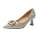 Stiletto High Heels 2026 Spring New French Pointed-toe Professional Work Shoes Slip-on Square Buckle Shallow Single Shoes For Wome_vogvips.com