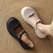 French Retro Style Fashion Women's Commuting Word With Round Head Platform Casual Shoes Light Mouth Single Shoes Hollow Hole Sandals_vogvips.com
