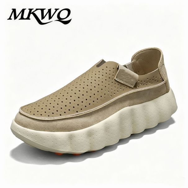 Simple Men's 2026 Summer Breathable Slip-on Loafers Lightweight Hollow Out Sneakers Soft Sole Height-increasing_vogvips.com