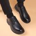 Euro Step Men's Leather 2025 New Low-top Lace-up British Style Business Casual Round Toe Thick Sole Height-increasing Work Shoes_vogvips.com