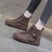 Martin Boots Women's Shoes Platform Heightening Short Boots High Top Casual Shoes Retro British Style_vogvips.com
