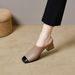 Square-toed Slippers For Outdoor Wear, 2025 Spring-summer New French Style, Iron-toed Cowhide Chunky Heel Sandals,_vogvips.com