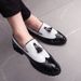 Elegant Men's Pointed Toe Brogue Shoes - Breathable PU Lining, Rubber Sole, Casual & Wedding Style, Slip-On Design (White/Red/Black)_vogvips.com