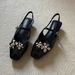 Chuyuji French-style Floral Rhinestone Closed-toe Mules For Women, Low-heeled, Elegant, Black Sandals With A Single_vogvips.com
