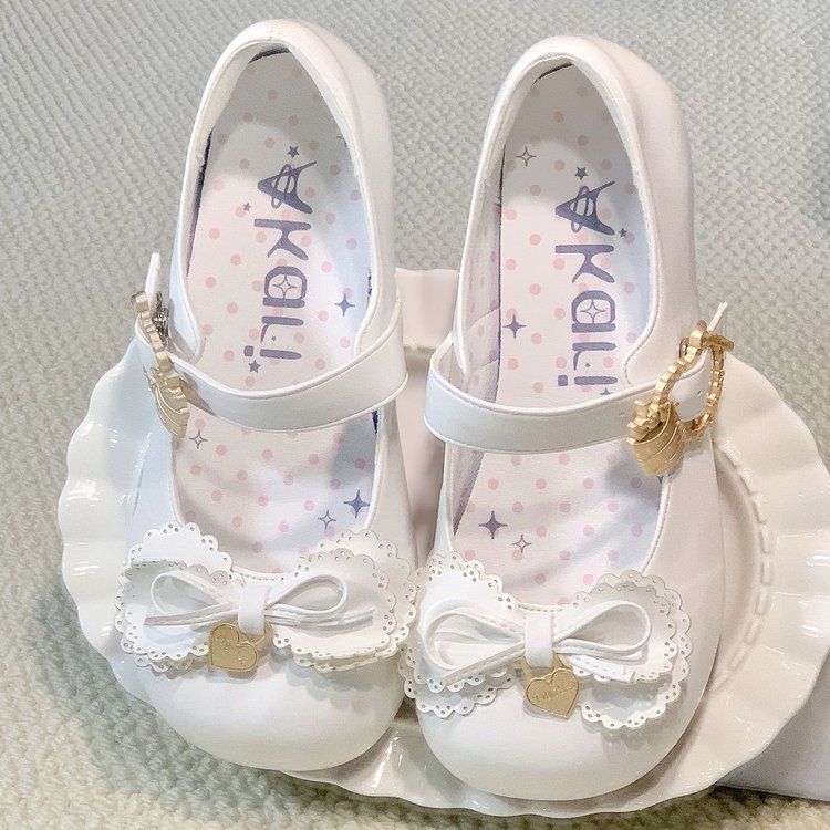 Lolita Shoes Dopamine Small Leather Shoes Women's Bow Lolita Shoes Cute Doll Feeling Low Heel Single Shoes_vogvips.com