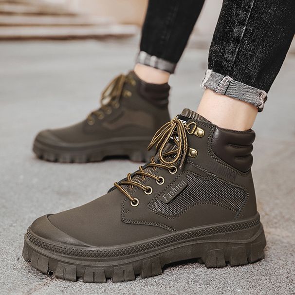 Martin Boots Men's High-top Tooling Boots Leather Retro Style Big Yellow Boots Can't Be Kicked Badly_vogvips.com