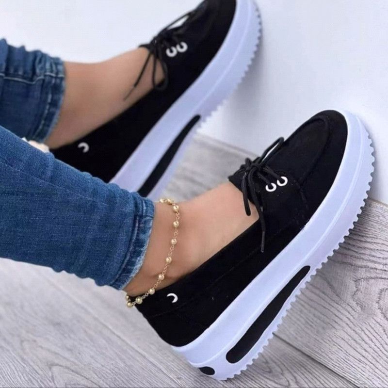 Women's Bullock plus-size women's shoes comfortable casual women's shoes round head lace-up single shoes_vogvips.com