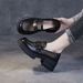 Mesh Platform Loafers Women's One-pedal Women's Shoes British Style Small Leather Shoes Hollow Single Shoes_vogvips.com
