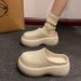 Super Popular Black Non Slip Height Enhancing Thick Soled Slippers For Women For Summer Outdoor Wear High Heeled Half Supported Closed Toe Slippers_vogvips.com