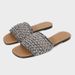 Women's Summer Light Beige Interwoven Fabric Flat Casual Sandals Hollowed out Texture Slippers_vogvips.com