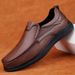 Men's Outdoor Luxury Casual Shoes, Flat-Soled Slip-On For Middle-Aged Men, Spring And Summer Low-Top Business Leather_vogvips.com