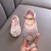 Girls Princess Square Mouth Rhinestone Bow Mesh Single Shoe Shoes_vogvips.com