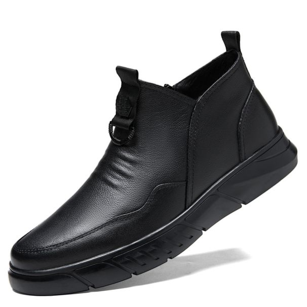 Wind Men's High-top Martin Boots Men's Wind Military Boots Fleece Thermal Boots Men's Casual Leather Shoes_vogvips.com