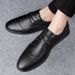 Men's Lace-up First-layer Leather Shoes Low-top Pointed Dress Leather Shoes Casual Shoes_vogvips.com