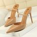 Elegant Retro Pointed Toe High Heel Slingback Sandals For Women - PU Leather Open-Toe Hollow-Out Design With Comfortable Sole_vogvips.com