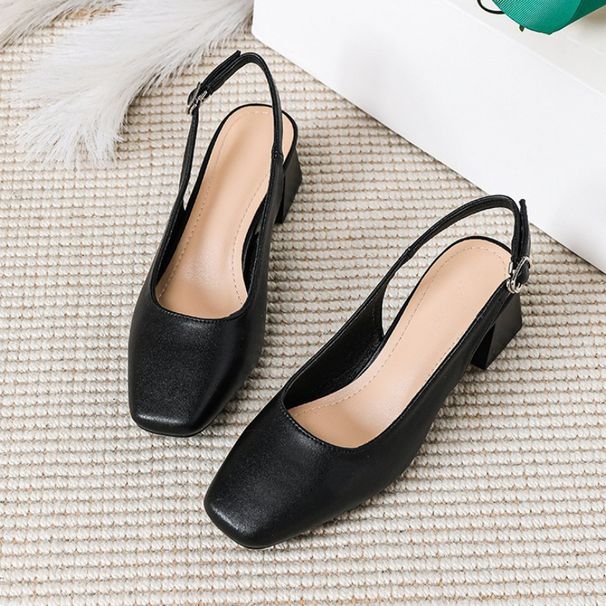 2025 New Mid Thick Heel High Heels Women's Shoes French Baotou Shallow Mouth Sandals Women's Summer Large Coarse Heeled Sandals_vogvips.com