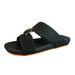 New One Line Drag Plus Size Men's For Outdoor Wear, Black Slippers_vogvips.com