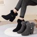 Women's Pointed Toe Ankle Boots Fleece Lined Warm Chunky Heel Plus Size Fur Trimmed Fashion Mid Heel Winter Style_vogvips.com
