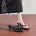 Summer For Women, Slip-on Toe-post Sandals, Kitten Heel High Heels, Women's Flip-flops_vogvips.com