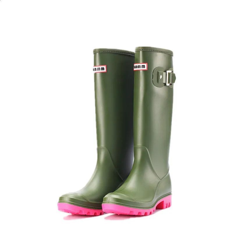 Fashion Non Slip Women Knee Water Waterproof Long Rubber Boots Womens High Tube Galoshes Rain Shoes 260316_vogvips.com