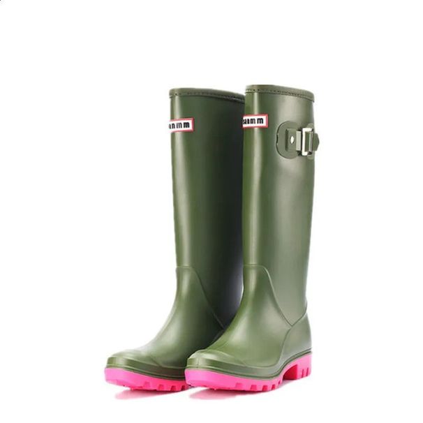 Fashion Non Slip Women Knee Water Waterproof Long Rubber Boots Womens High Tube Galoshes Rain Shoes 260316_vogvips.com
