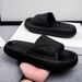 Men's Thick-Soled Slip-On Slippers, Women's Summer Outer Wear Slippers, Home Soft-Soled Couples' Coconut Casual Velcro Wide-Foot Beach Bread Slippers_vogvips.com