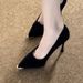Genuine Leather High-heeled For Women, Stiletto Heels, 2026 Spring And Autumn, Black, Sexy Pointed Toe, Comfortable,_vogvips.com